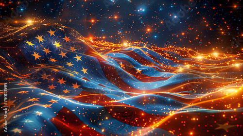 American flag in grunge digital art