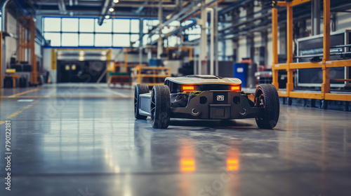 Amidst a testing arena, the engineer oversees the integration of AI into autonomous ground vehicles, ensuring robust performance in dynamic environments.