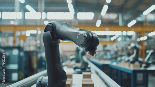 The engineer evaluates machine learning models for predictive maintenance on industrial robots, optimizing uptime and reliability in manufacturing operations. photo