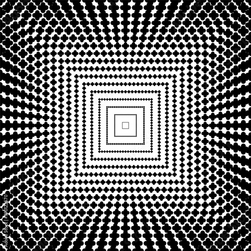 Abstract Black and White Maze Pattern Design Illustration. Gradient background with half-tone asterisk vector light effect design
