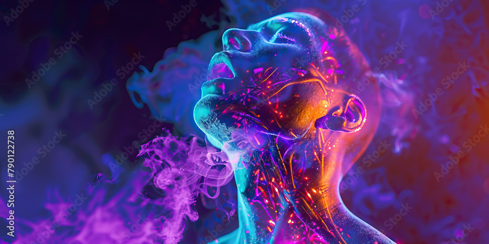 Bronchitis Battle: The Coughing Fits and Chest Congestion - Imagine a person coughing uncontrollably, with a highlighted chest showing congestion Bronchitis Battle: The Coughing Fits and Chest Congestion - Imagine a person coughing uncontrollably, with a highlighted chest showing congestion