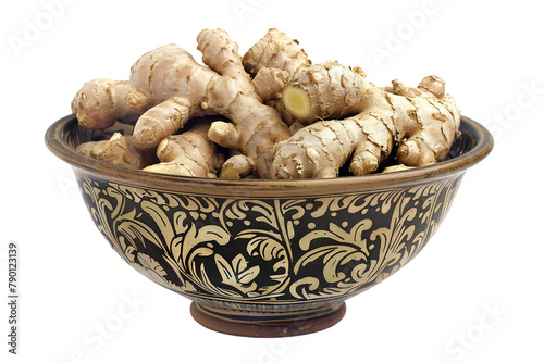 Ginger in a Bowl Isolated on a Transparent Background