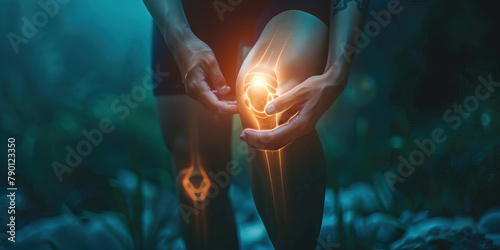 ACL Tear Trauma: The Knee Instability and Swelling - Imagine a person holding their knee, with highlighted instability and swelling, illustrating the knee instability photo