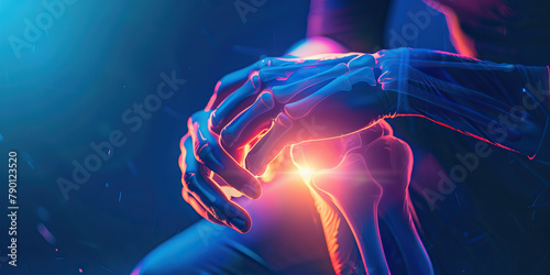 Bursitis Blues: The Joint Pain and Tenderness - Picture a person with a highlighted joint, holding it in pain, illustrating the joint pain and tenderness of bursitis photo
