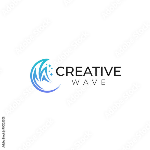 Vector abstract moonlight wave logo design creative template