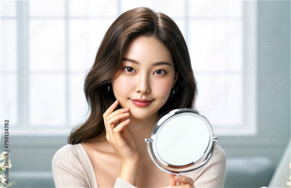 Elegant and beautiful young woman with soft, shiny hair and flawless skin - ideal for beauty, skincare and lifestyle images Elegant and beautiful young woman with soft, shiny hair and flawless skin - ideal for beauty, skincare and lifestyle images