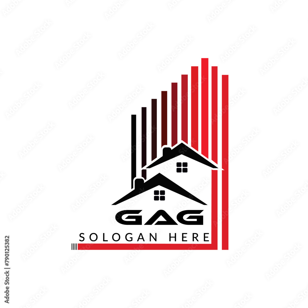 Obraz premium Letter GAG building vector, GAG initial construction. GAG real estate. GAG home letter logo design, GAG real estate Logo ,GAG Style home logo