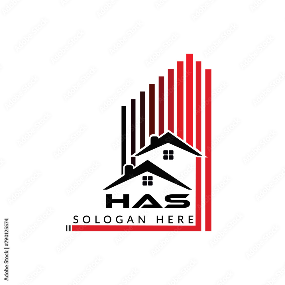 Obraz premium Letter HAS building vector, HAS initial construction. HAS real estate. HAS home letter logo design, HAS real estate Logo ,HAS Style home logo