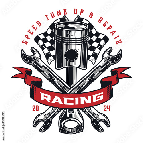 Car racing colorful vintage flyer