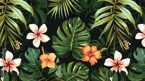 Elegant Hawaiian seamless pattern with exotic palm tr © Aina