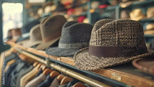 Timeless Elegance in Thrifted Hats: Fashion's Undying Charm. Concept Fashion Trends, Vintage Style, Thrift Shopping, Accessory Inspo, Classic Elegance photo