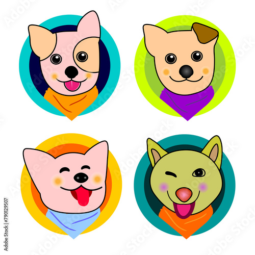 A set of cute little dogs wearing a neckerchief