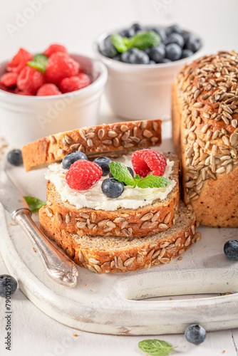 Sweet and healthy whole grain bread for healthy breakfast.