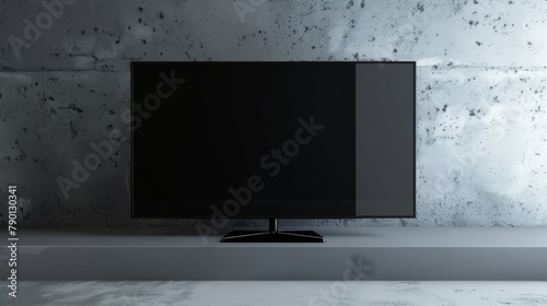 Flat screen TV with 4K resolution and clipped path, plasma realistic illustration, blank white HD monitor mockup, modern video panel black flatscreen with clipping path photo