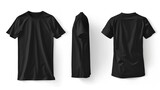 Plain black t-shirt mock up template, front and back views, isolated on white, plain t-shirt mockup. Tee sweater sweatshirt design presentation.