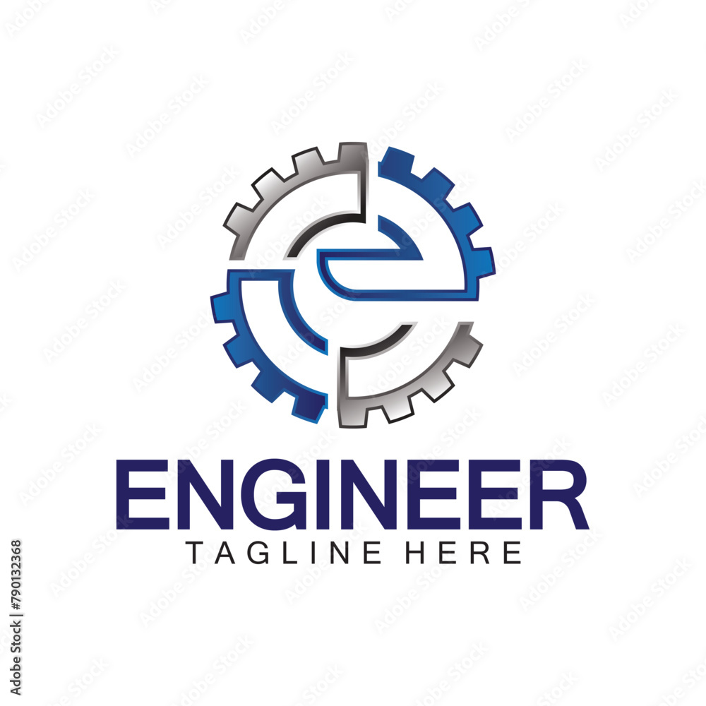 Engineer Logo Design, Letter E Gear Logo, Engineer logo with letter E and Gear elements Engineer Logo Design, Letter E Gear Logo, Engineer logo with letter E and Gear elements