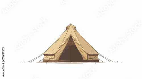 Front view of canvas pyramid tent isolated on white background