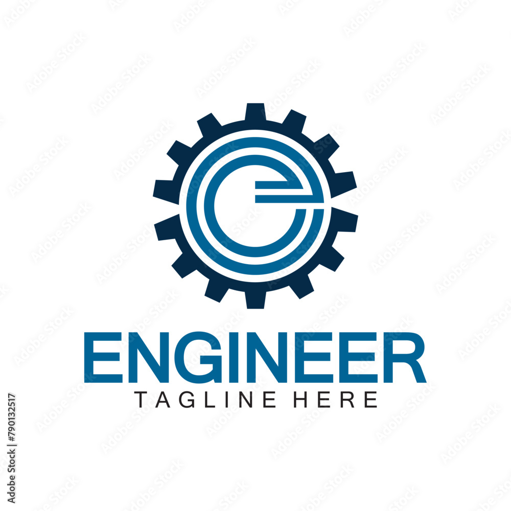 Engineer Logo Design, Letter E Gear Logo, Engineer logo with letter E and Gear elements Engineer Logo Design, Letter E Gear Logo, Engineer logo with letter E and Gear elements
