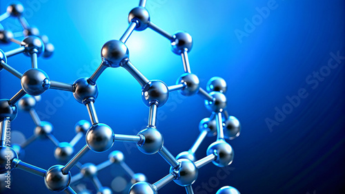 Blue background featuring molecular structures representing chemistry, drugs, atoms, and science