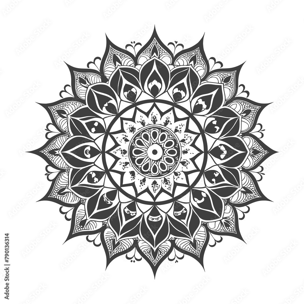 Mandala pattern or Simple Floral Ideas for Coloring book page Art decorative circle ornament in ethnic oriental style generated by Ai