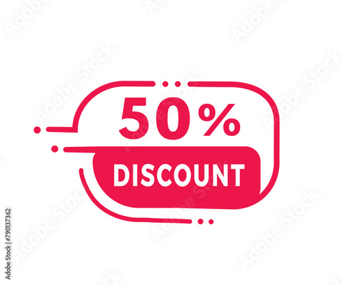 50 percent discount badge icon modern style. Banner design for business, advertising. Vector label.

