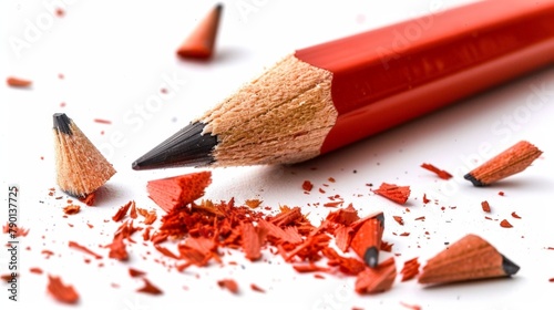 Red pencil with a sliver of red shaving