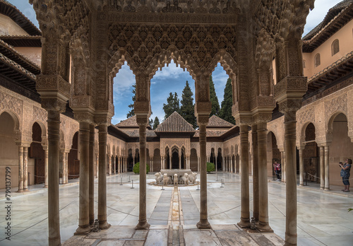 Patio de los Leones Patio of the Lion in the Palacios Nazaries. Alhambra Granada Andalucia Spain. photo