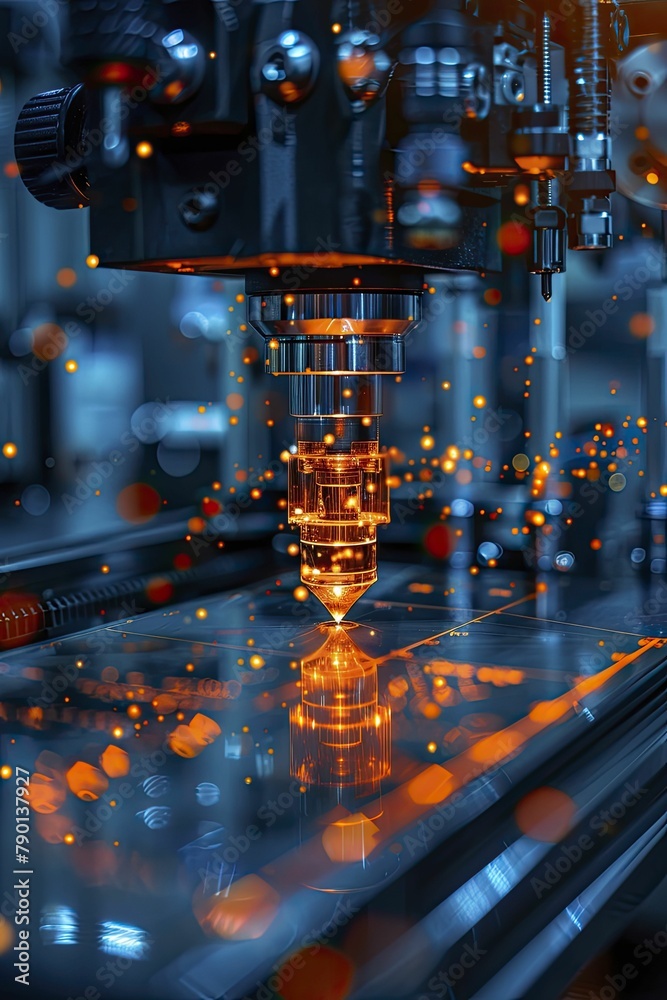 Fototapeta premium A breakthrough in market analysis emerges as a 3D printer materializes a financial graph model, revolutionizing data visualization.