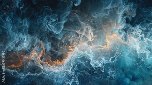 A canvas where the smoke mimics the waves of the ocean, the ebb and flow captured in frozen motion.