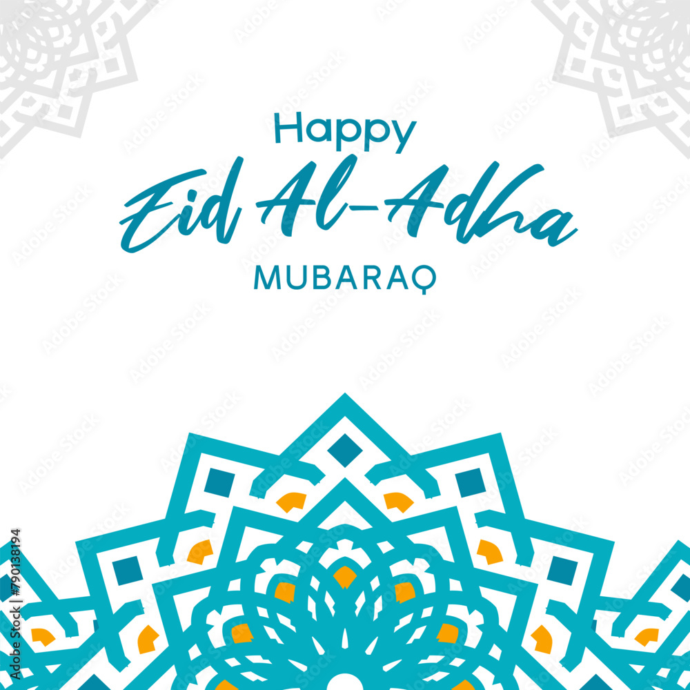 happy eid al adha mubarak design with blue arabesque pattern happy eid al adha mubarak design with blue arabesque pattern