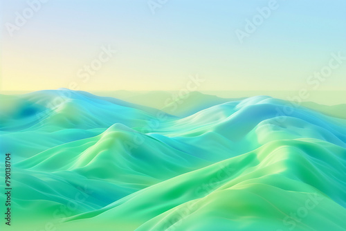 Abstract wavy background in green and cyan colors. Wallpaper, background.