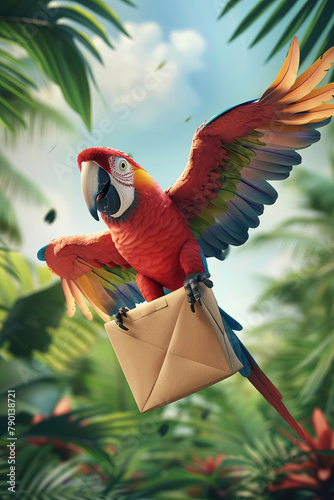 parrot with box delivery concept