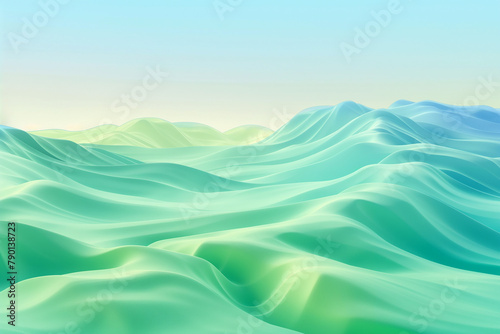 Abstract wavy background in green and cyan colors. Wallpaper, background.