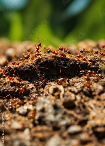 ants on the ground,ant, insect, nature, macro, animal, closeup, texture, bug, ants, wildlife, red, wood, tree, brown, work, plant, close-up, black, green, natural, insects, antenna, forest, nest © Ayesha