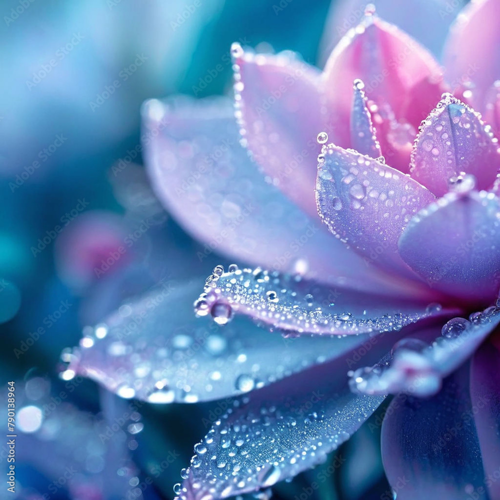 Fototapeta premium Beautiful pink flower with water drops close-up. Macro.