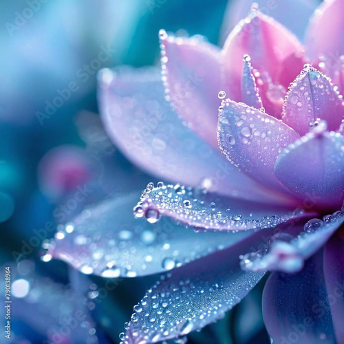 Beautiful pink flower with water drops close-up. Macro.