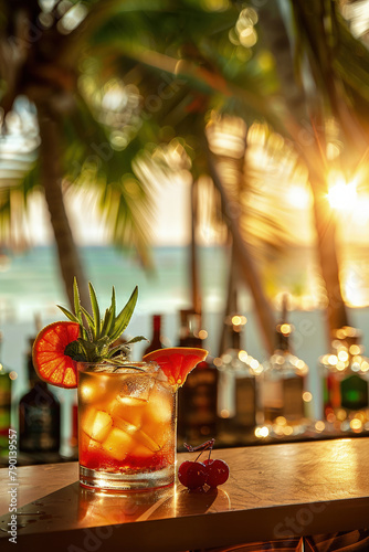 cocktail on the background of the ocean