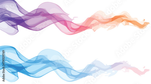 Abstract smooth color flame smoke wave set. 2d flat