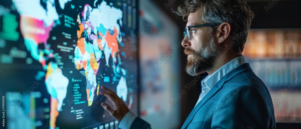 Fototapeta premium Agent with whiteboard mapping solutions