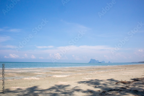 Sand and Sea on sunny day in Chao Mai Beach at Trang  Thailand