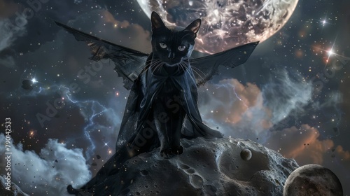 Adventurous black cat in a ...