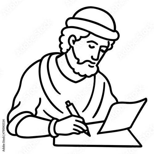 ancient-scribe-at-work - Vector - Vector art - Vector illustration - Vector design - Latest Vector - Ultimate Vector - Premium Vector