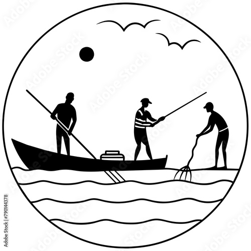 T-shirt Design Vector The nile fishermen at work - Vector - Vector art - Vector illustration - Vector design - Latest Vector - Ultimate Vector - Premium Vector - Vector pro - Premium illustration