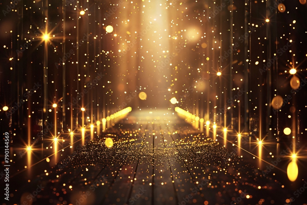 Awards Ceremony Background with 3D Golden Star Elements and Spotlights ...