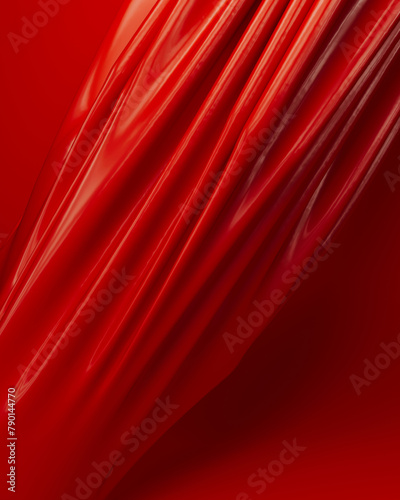 Red folds ripples rubber latex silky smooth vibrant abstract background 3d illustration render digital rendering