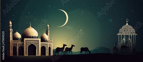 islamic mosque in night eid ul adha background