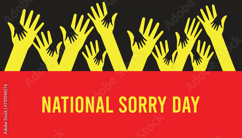 National Sorry Day observed every year in May. Template for background, banner, card, poster with text inscription.