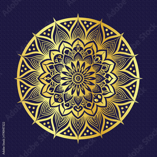 Luxury golden mandala arabesque pattern Arabic Islamic east style dark background generated by Ai