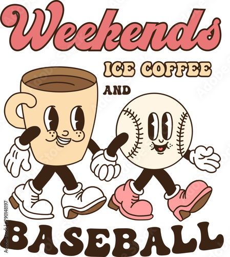 weekends ice coffee and baseball,Baseball mom retro,Summer sport,Coffee mug