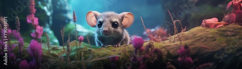 A sci-fi rat exploring an alien planet, discovering plants that whisper secrets about the universes mind, 
